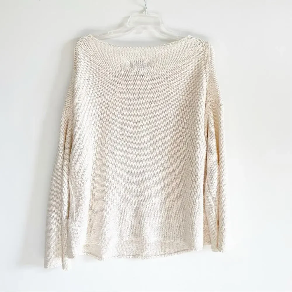 Massimo Dutti Cream Knit Open Neck Sweater